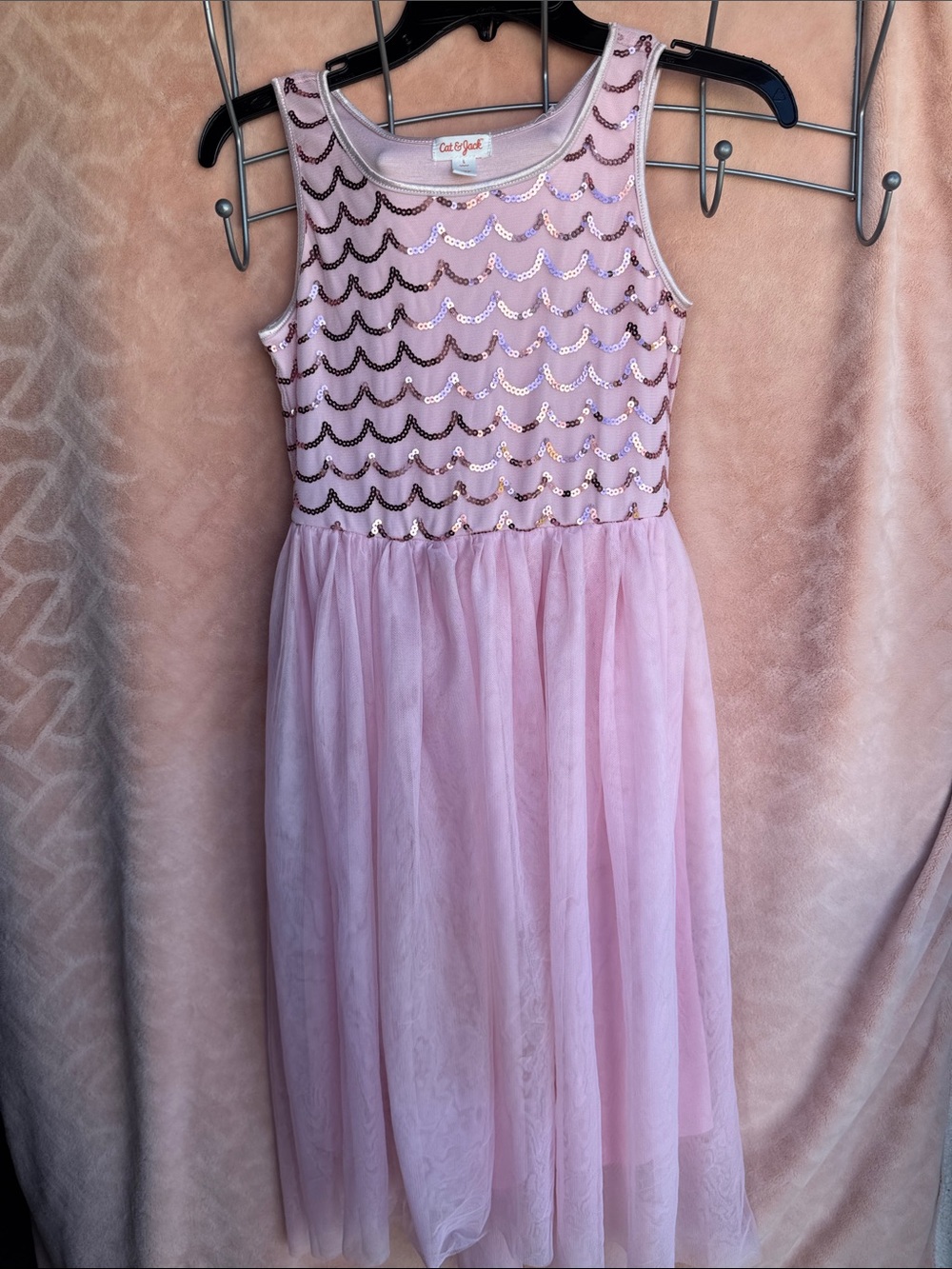 Long Pink Dress Girls Size L 10/12